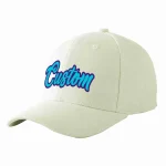 Custom Cream Light Blue-Purple Curved Eaves Sport Baseball Cap Design for Men/Women/Youth