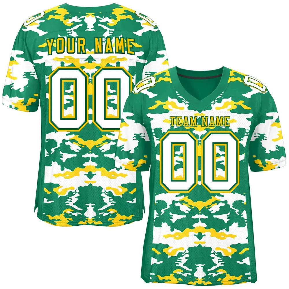 Custom Aqua Light Green-Pink Personalized Camo Authentic Football Jersey