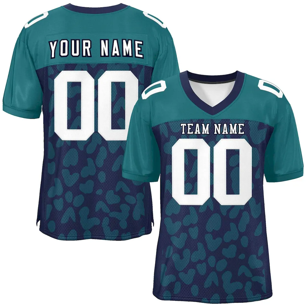 Custom Neon Green Orange-Aqua Raglan Sleeves Personalized Camo Authentic Football Jersey
