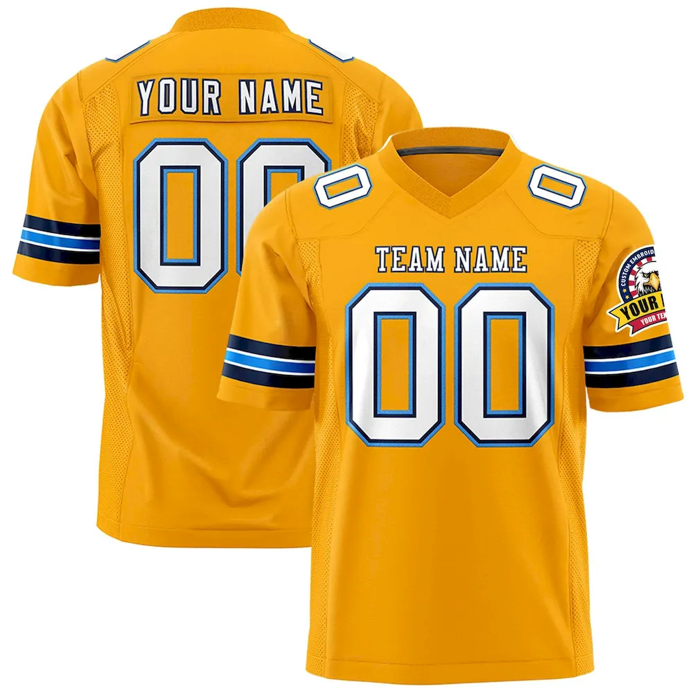 Custom Navy Yellow-White Personalized Classic Authentic Football Jersey