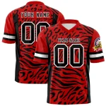 Custom Red Black-White Personalized Zebra Stripes Pattern Authentic Football Jersey