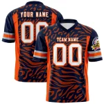 Custom White Dark Gray-Orange Personalized Zebra Stripes Pattern Authentic Football Jersey