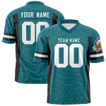 Custom Aqua White Personalized Zebra Stripes Pattern Authentic Football Jersey