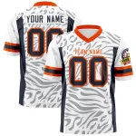 Custom White Orange-White Personalized Zebra Stripes Pattern Authentic Football Jersey