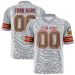 Custom Gray Red-Gray Personalized Zebra Stripes Pattern Authentic Football Jersey