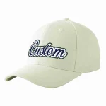 Custom Cream Navy-White Curved Eaves Sport Baseball Cap Design for Men/Women/Youth