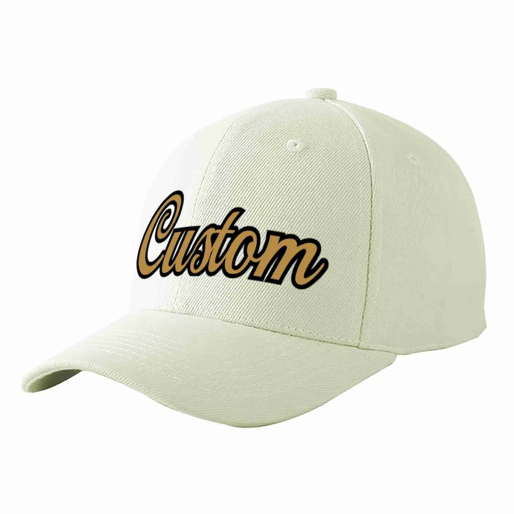 Custom Cream Vintage USA Flag-Gold Curved Eaves Sport Baseball Cap Design for Men/Women/Youth