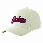 Custom Cream Red-Navy Curved Eaves Sport Baseball Cap Design for Men/Women/Youth