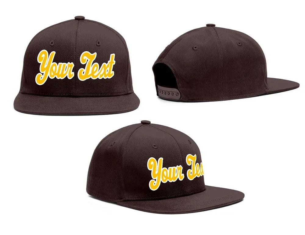 Custom Brown White -Yellow Casual Sport Baseball Cap