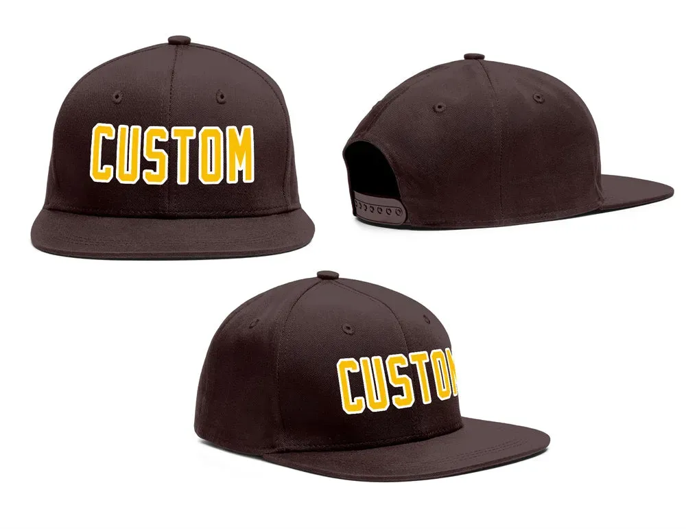 Custom Brown Yellow-White Outdoor Sport Baseball Cap