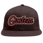 Custom Brown Crimson-Black Flat Eaves Sport Baseball Cap