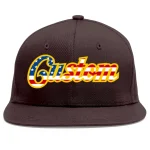 Custom Brown Vintage USA Flag-Gold Flat Eaves Sport Baseball Cap