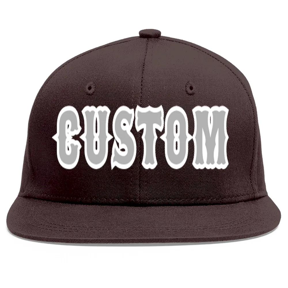 Custom Brown Red-White Flat Eaves Sport Baseball Cap