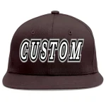 Custom Brown White-Black Flat Eaves Sport Baseball Cap