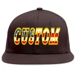 Custom Brown Vintage USA Flag-Gold Flat Eaves Sport Baseball Cap