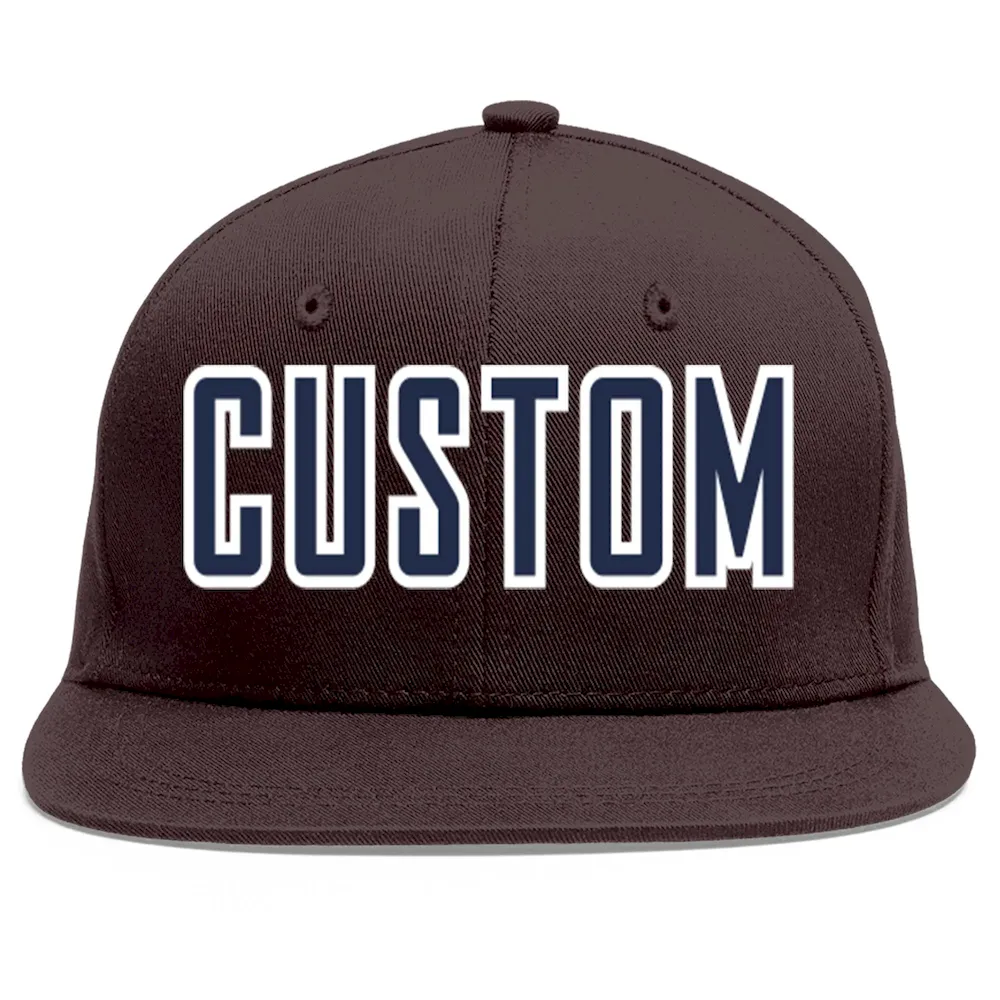 Custom Brown Black-Red Flat Eaves Sport Baseball Cap