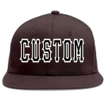 Custom Brown Black-White Flat Eaves Sport Baseball Cap