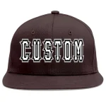 Custom Brown White-Black Flat Eaves Sport Baseball Cap