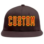 Custom Brown Red-Yellow Flat Eaves Sport Baseball Cap