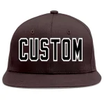 Custom Brown Black-White Flat Eaves Sport Baseball Cap