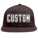 Custom Brown White-Black Flat Eaves Sport Baseball Cap