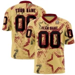 Custom Khaki Crimson-Black Personalized Star Graffiti Pattern Authentic Football Jersey