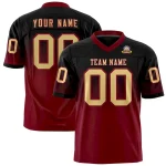 Custom Black Crimson Gradient Fashion Personalized Authentic Football Jersey