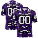 Custom Purple Black-White Personalized Camo Authentic Football Jersey
