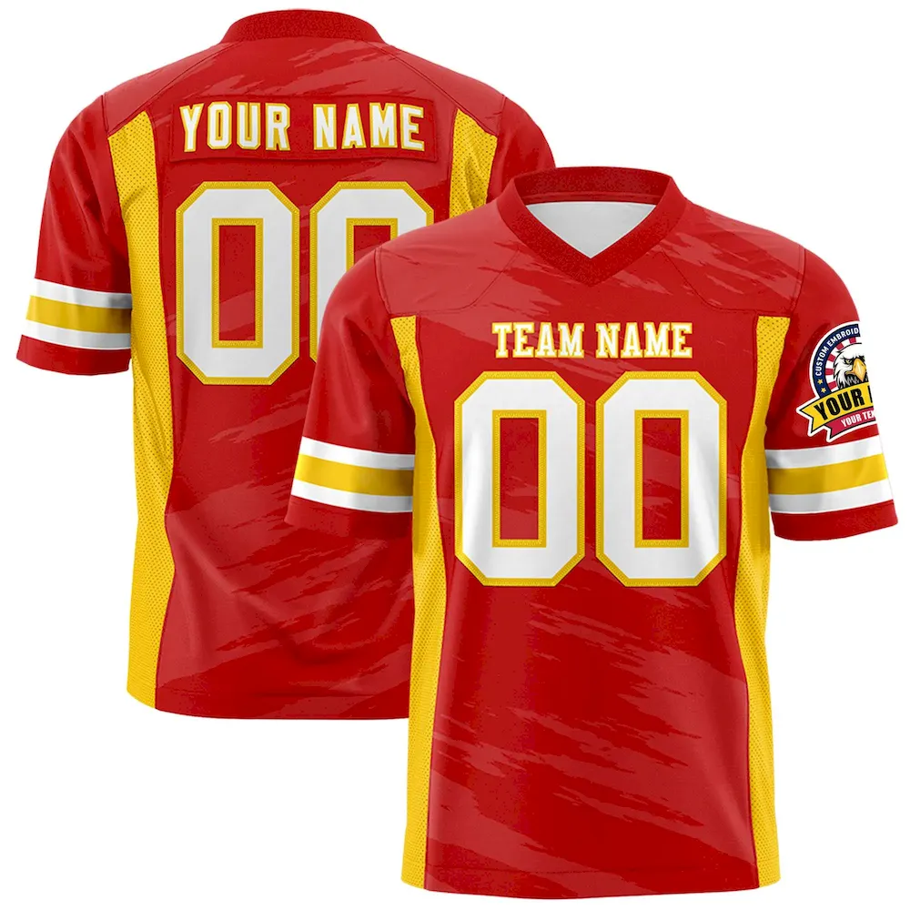 Custom Red Light Red Personalized Scratch Pattern Design Authentic Football Jersey