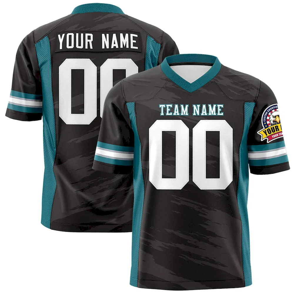 Custom Aqua Gray Personalized Scratch Pattern Design Authentic Football Jersey