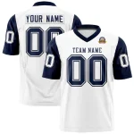 Custom White Navy Personalized Raglan Sleeves Design Authentic Football Jersey