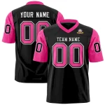 Custom Black Pink Personalized Raglan Sleeves Design Authentic Football Jersey