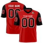 Custom Red Black Personalized Raglan Sleeves Design Authentic Football Jersey
