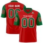 Custom Red Kelly Green Personalized Raglan Sleeves Design Authentic Football Jersey