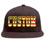 Custom Brown Vintage USA Flag-Gold Flat Eaves Sport Baseball Cap