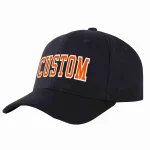 Custom Black Orange-White Curved Eaves Sport Baseball Cap Design for Men/Women/Youth