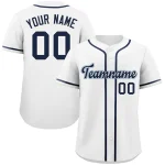 Custom White Navy-Aqua Classic Style Authentic Baseball Jersey