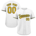 Custom White Gold-Black Solider Classic Style Authentic Baseball Jersey