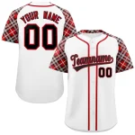 Custom White Black-Red Personalized Raglan Sleeves Authentic Baseball Jersey