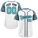 Custom White Bright Green-Navy Personalized Raglan Sleeves Authentic Baseball Jersey