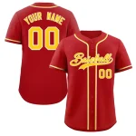 Custom Red Gold-White Classic Style Authentic Baseball Jersey