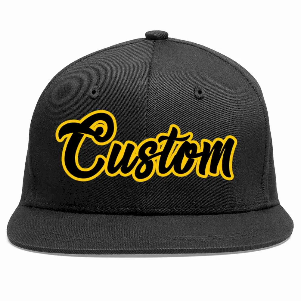 Custom Black Black-Gold Casual Sport Baseball Cap