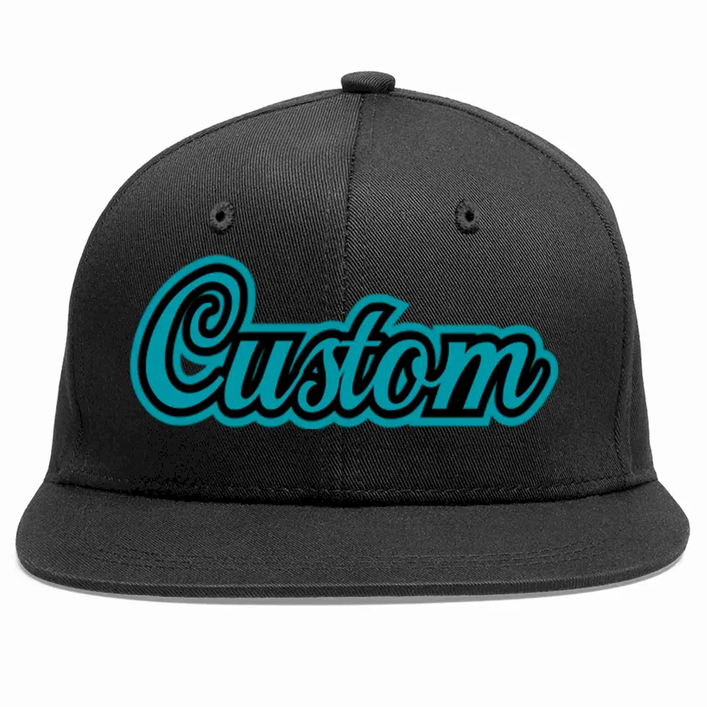 Custom Black Aqua-Black Casual Sport Baseball Cap