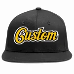 Custom Black Gold-Black Casual Sport Baseball Cap