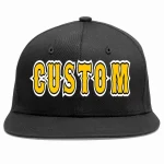Custom Black Gold-Black Casual Sport Baseball Cap