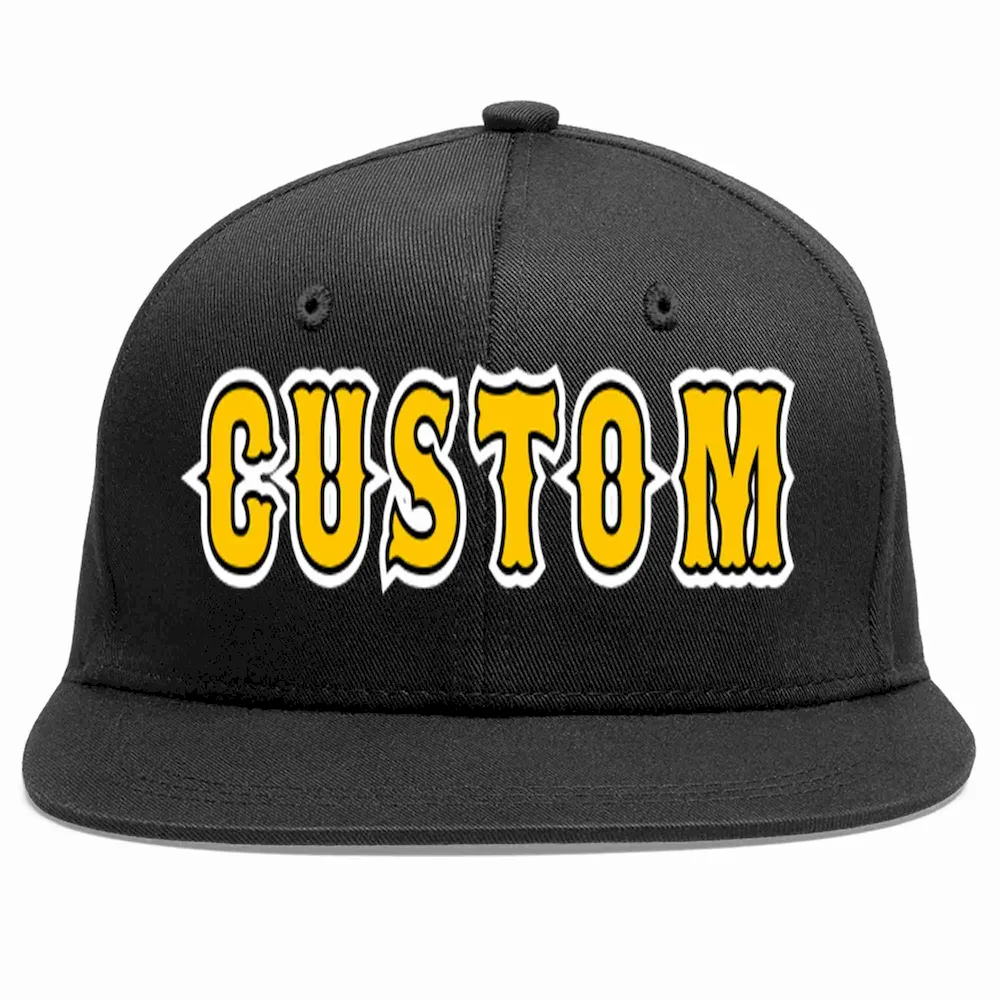 Custom Black Gold-Black Casual Sport Baseball Cap