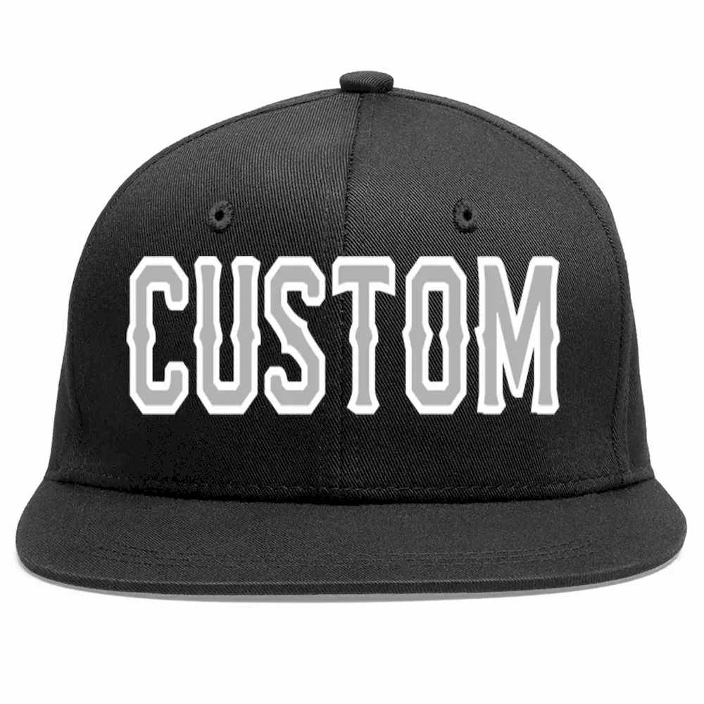 Custom Black Gray-White Casual Sport Baseball Cap