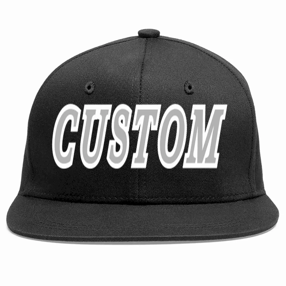 Custom Black Gray-White Casual Sport Baseball Cap