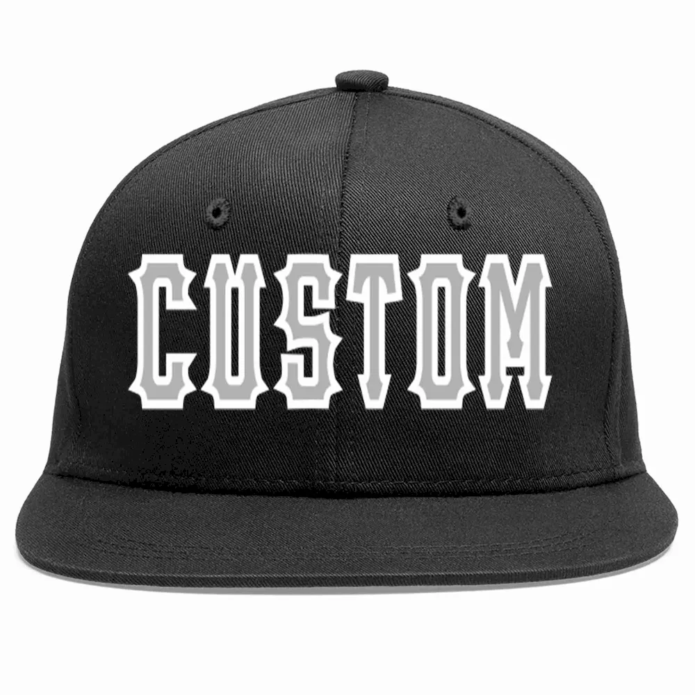 Custom Black Gray-White Casual Sport Baseball Cap
