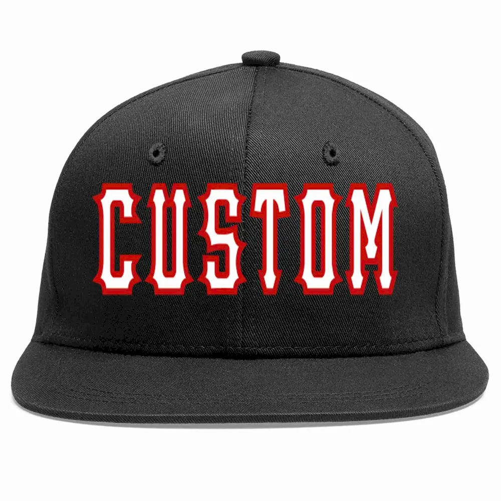 Custom Black White-Red Casual Sport Baseball Cap